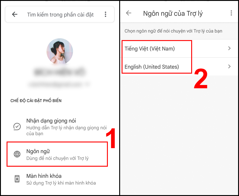 Chọn ngôn ngữ cho Trợ lý Google